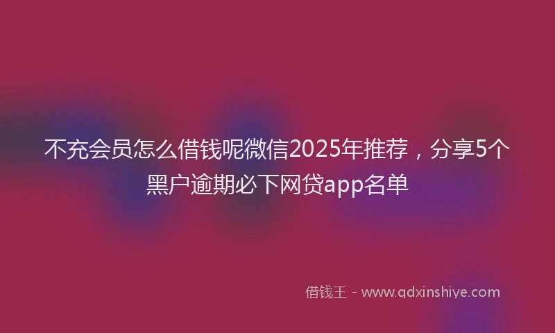 不充会员怎么借钱呢微信2025年推荐，分享5个黑户逾期必下网贷app名单
