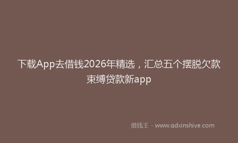 下载App去借钱2026年精选，汇总五个摆脱欠款束缚贷款新app