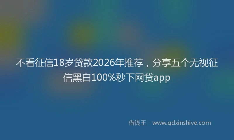 不看征信18岁贷款2026年推荐，分享五个无视征信黑白100%秒下网贷app