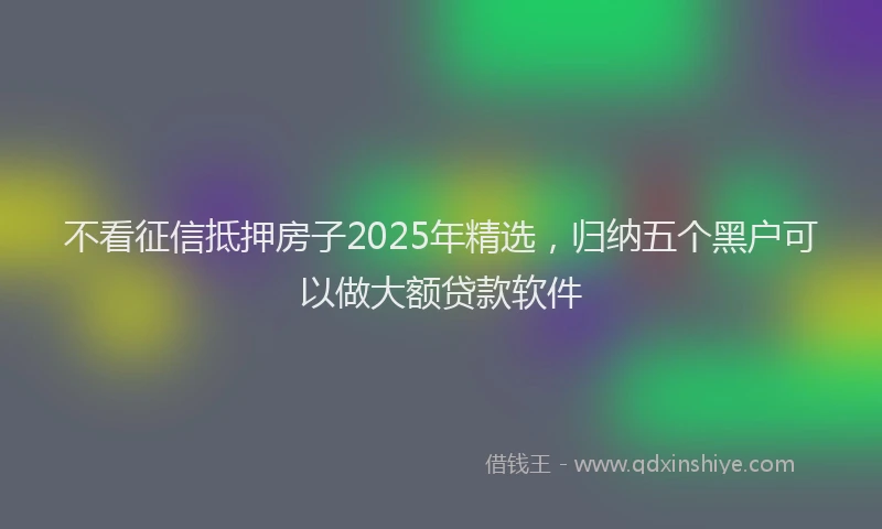 不看征信抵押房子2025年精选，归纳五个黑户可以做大额贷款软件