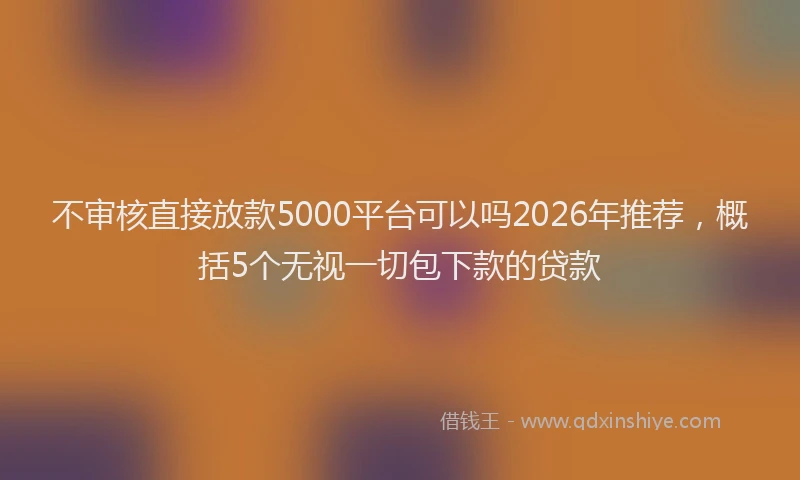 不审核直接放款5000平台可以吗2026年推荐，概括5个无视一切包下款的贷款