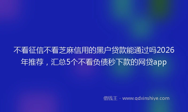 不看征信不看芝麻信用的黑户贷款能通过吗2026年推荐，汇总5个不看负债秒下款的网贷app