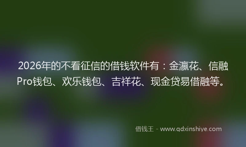 2026年的不看征信的借钱软件有：金瀛花、信融Pro钱包、欢乐钱包、吉祥花、现金贷易借融等。