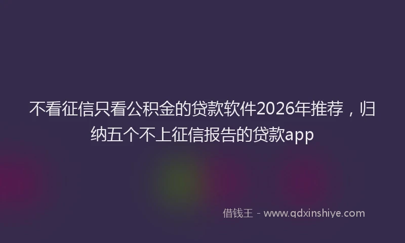 不看征信只看公积金的贷款软件2026年推荐，归纳五个不上征信报告的贷款app