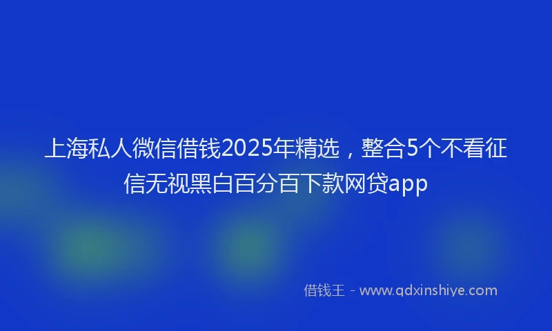 上海私人微信借钱2025年精选，整合5个不看征信无视黑白百分百下款网贷app