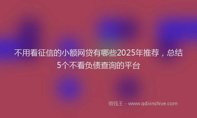 不用看征信的小额网贷有哪些2025年推荐,总结5个不看负债查询的平台