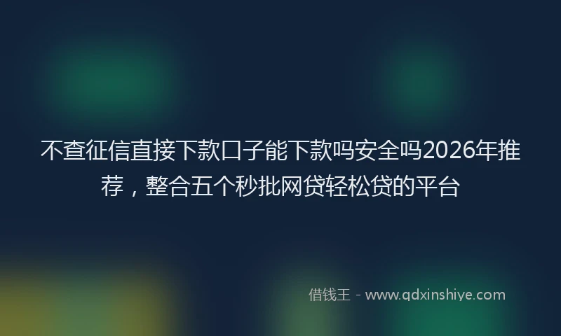 不查征信直接下款口子能下款吗安全吗2026年推荐,整合五个秒批网贷轻松贷的平台