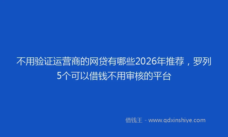 不用验证运营商的网贷有哪些2026年推荐，罗列5个可以借钱不用审核的平台