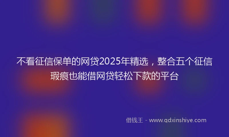 不看征信保单的网贷2025年精选，整合五个征信瑕疵也能借网贷轻松下款的平台