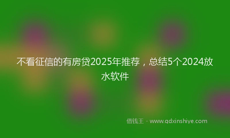 不看征信的有房贷2025年推荐，总结5个2024放水软件