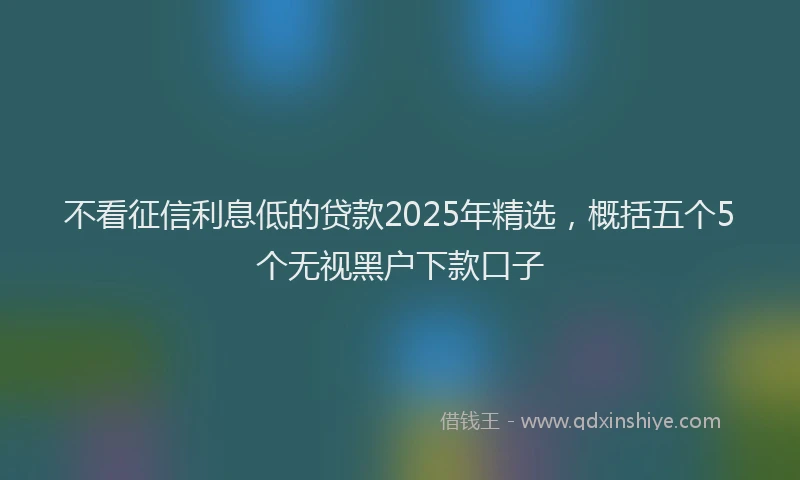不看征信利息低的贷款2025年精选，概括五个5个无视黑户下款口子