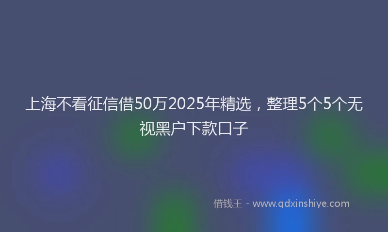 上海不看征信借50万2025年精选，整理5个5个无视黑户下款口子