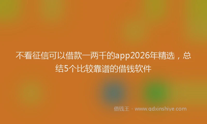 不看征信可以借款一两千的app2026年精选，总结5个比较靠谱的借钱软件