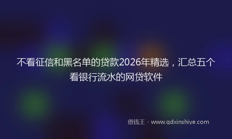 不看征信和黑名单的贷款2026年精选，汇总五个看银行流水的网贷软件