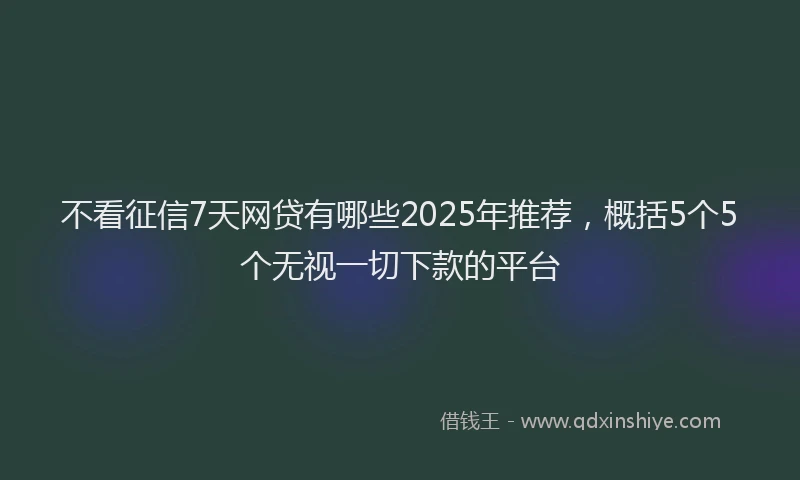 不看征信7天网贷有哪些2025年推荐，概括5个5个无视一切下款的平台