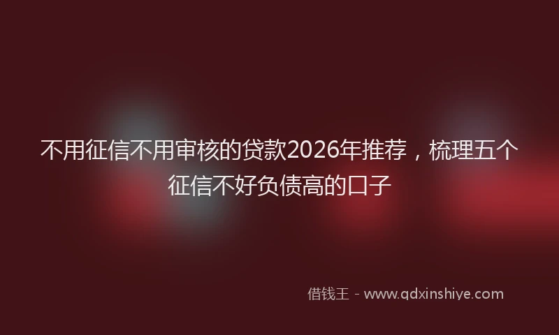 不用征信不用审核的贷款2026年推荐,梳理五个征信不好负债高的口子