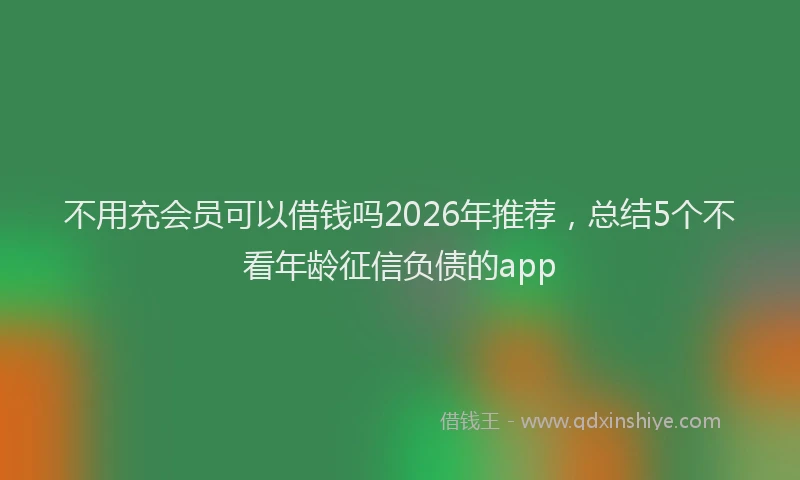 不用充会员可以借钱吗2026年推荐，总结5个不看年龄征信负债的app