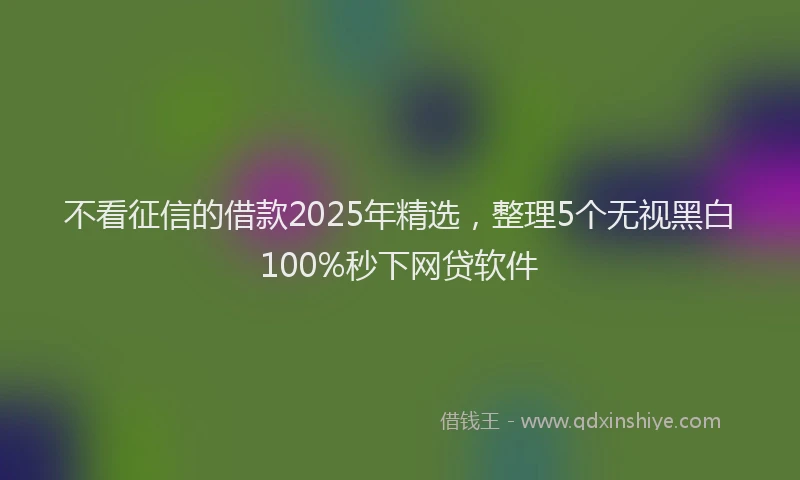 不看征信的借款2025年精选,整理5个无视黑白100%秒下网贷软件