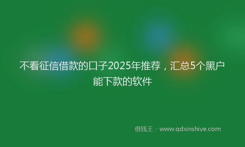 不看征信借款的口子2025年推荐，汇总5个黑户能下款的软件