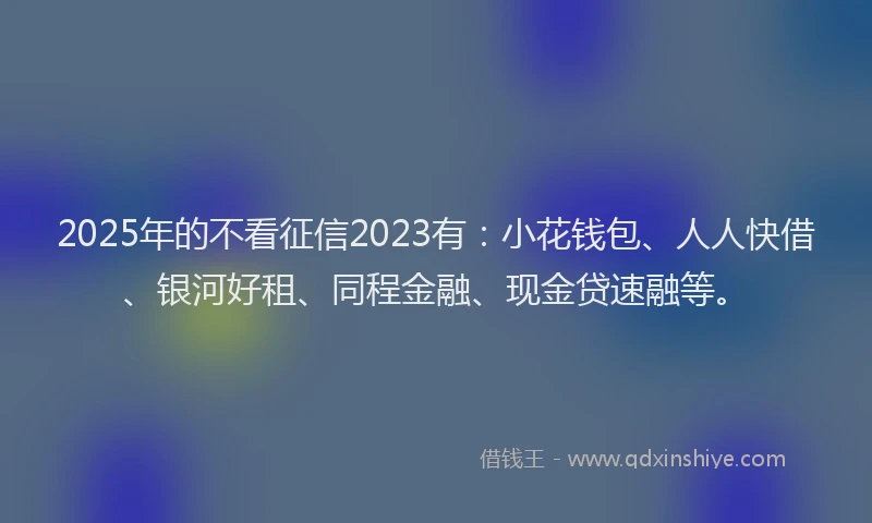2025年的不看征信2023有：小花钱包、人人快借、银河好租、同程金融、现金贷速融等。