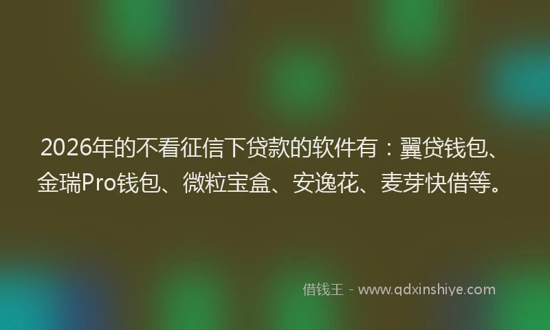 2026年的不看征信下贷款的软件有：翼贷钱包、金瑞Pro钱包、微粒宝盒、安逸花、麦芽快借等。
