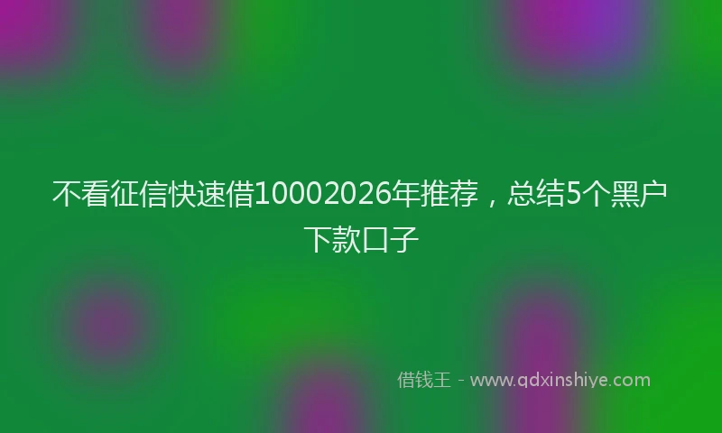 不看征信快速借10002026年推荐，总结5个黑户下款口子