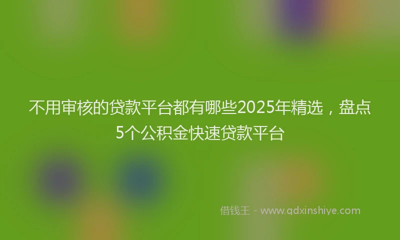 不用审核的贷款平台都有哪些2025年精选,盘点5个公积金快速贷款平台