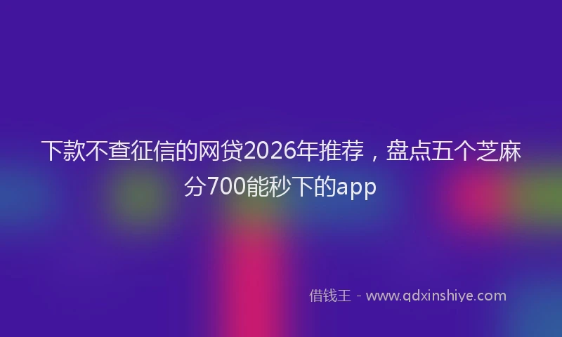 下款不查征信的网贷2026年推荐，盘点五个芝麻分700能秒下的app