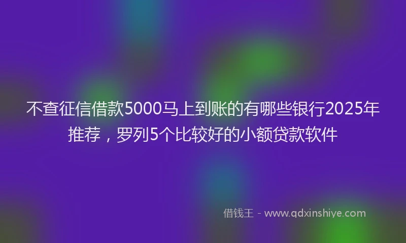 不查征信借款5000马上到账的有哪些银行2025年推荐，罗列5个比较好的小额贷款软件