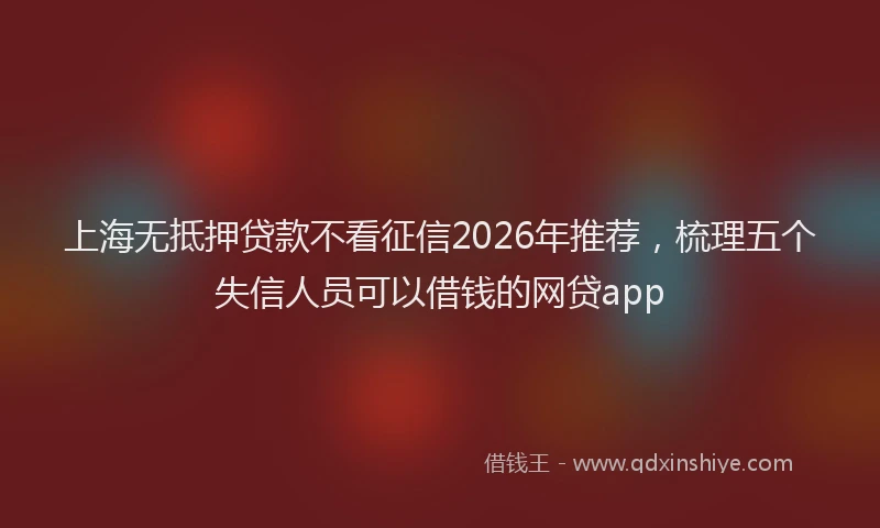 上海无抵押贷款不看征信2026年推荐,梳理五个失信人员可以借钱的网贷app
