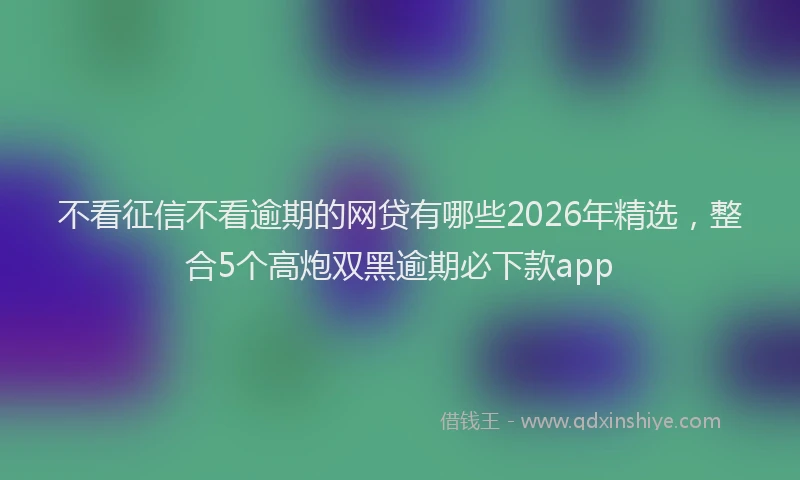 不看征信不看逾期的网贷有哪些2026年精选,整合5个高炮双黑逾期必下款app