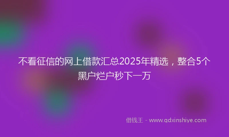不看征信的网上借款汇总2025年精选，整合5个黑户烂户秒下一万
