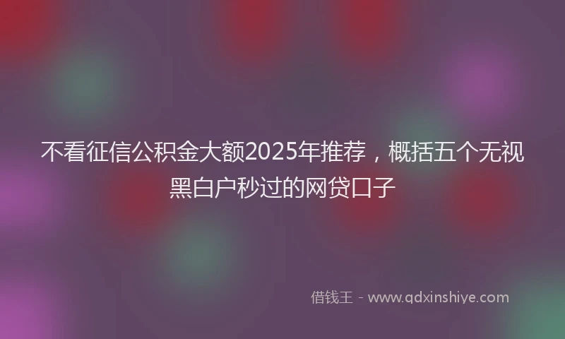 不看征信公积金大额2025年推荐，概括五个无视黑白户秒过的网贷口子