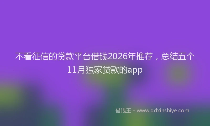 不看征信的贷款平台借钱2026年推荐，总结五个11月独家贷款的app