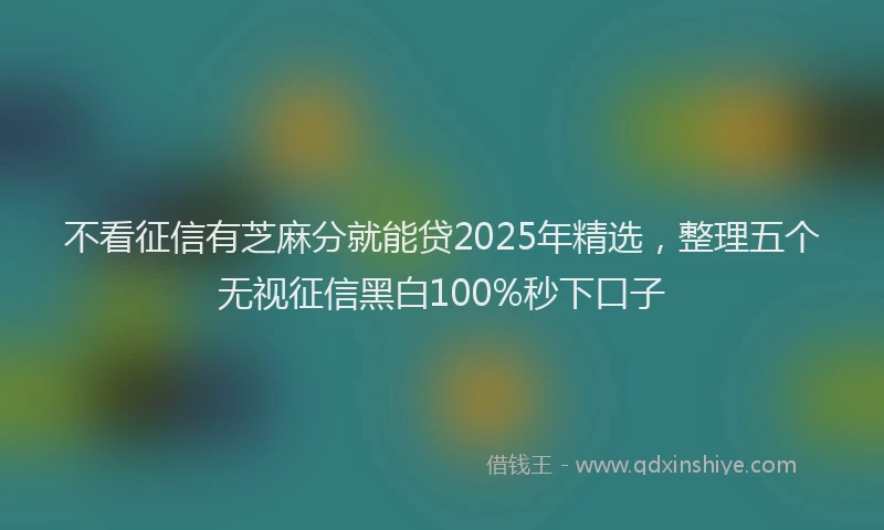 不看征信有芝麻分就能贷2025年精选，整理五个无视征信黑白100%秒下口子