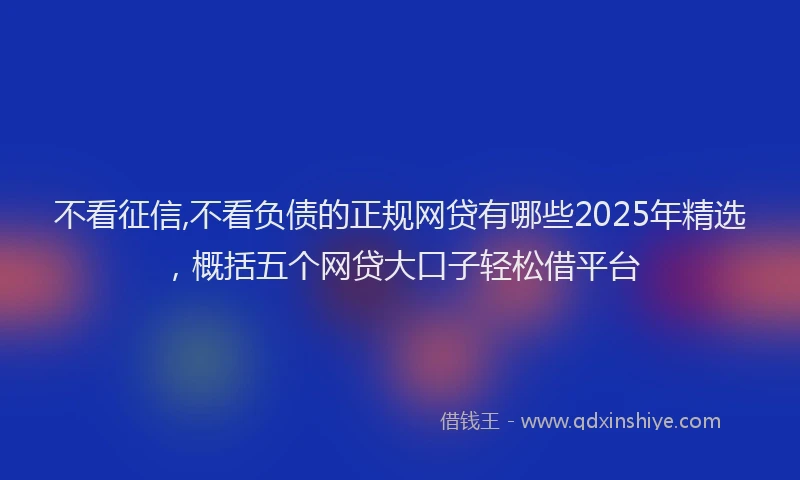 不看征信,不看负债的正规网贷有哪些2025年精选，概括五个网贷大口子轻松借平台