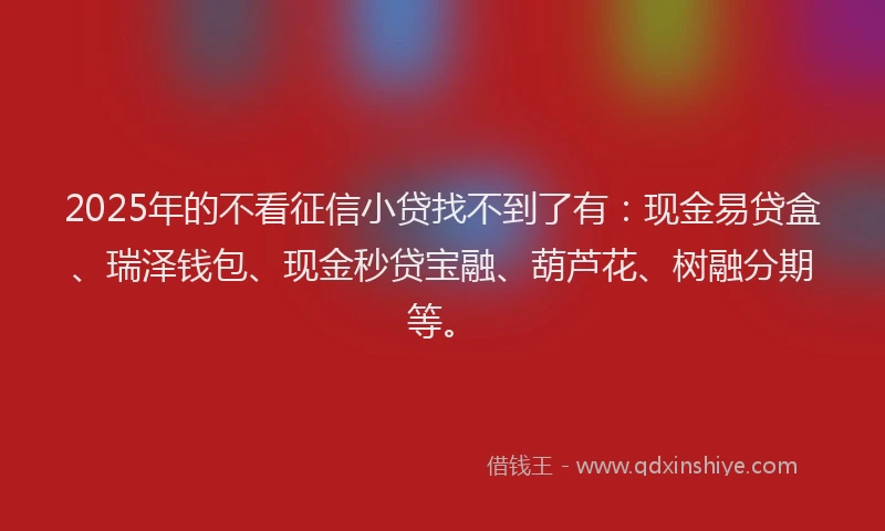 2025年的不看征信小贷找不到了有：现金易贷盒、瑞泽钱包、现金秒贷宝融、葫芦花、树融分期等。