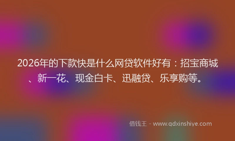 2026年的下款快是什么网贷软件好有：招宝商城、新一花、现金白卡、迅融贷、乐享购等。