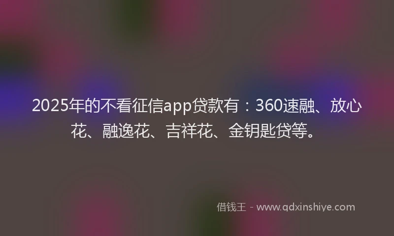 2025年的不看征信app贷款有：360速融、放心花、融逸花、吉祥花、金钥匙贷等。