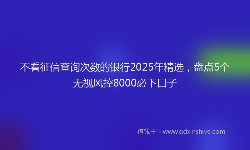 不看征信查询次数的银行2025年精选,盘点5个无视风控8000必下口子