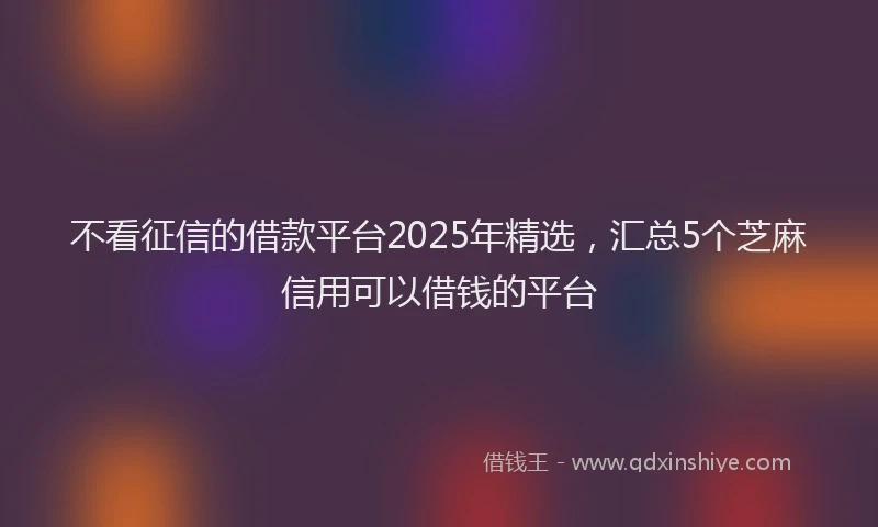 不看征信的借款平台2025年精选，汇总5个芝麻信用可以借钱的平台