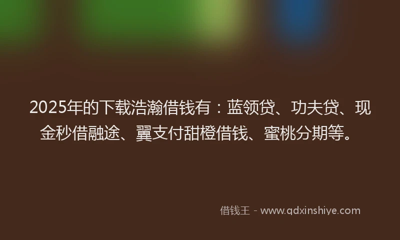 2025年的下载浩瀚借钱有：蓝领贷、功夫贷、现金秒借融途、翼支付甜橙借钱、蜜桃分期等。