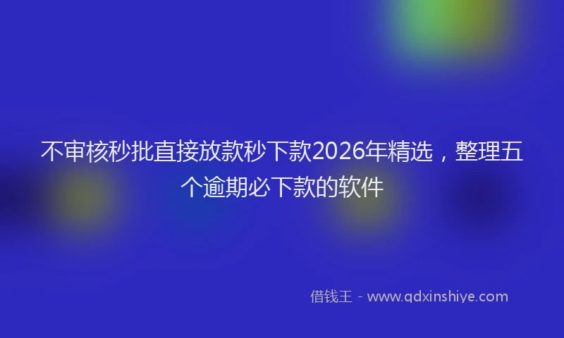不审核秒批直接放款秒下款2026年精选,整理五个逾期必下款的软件