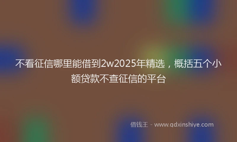 不看征信哪里能借到2w2025年精选，概括五个小额贷款不查征信的平台