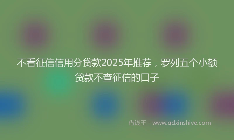不看征信信用分贷款2025年推荐，罗列五个小额贷款不查征信的口子