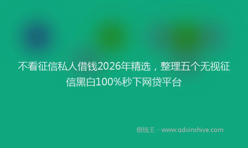 不看征信私人借钱2026年精选，整理五个无视征信黑白100%秒下网贷平台