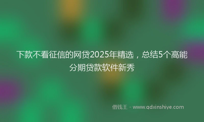 下款不看征信的网贷2025年精选，总结5个高能分期贷款软件新秀