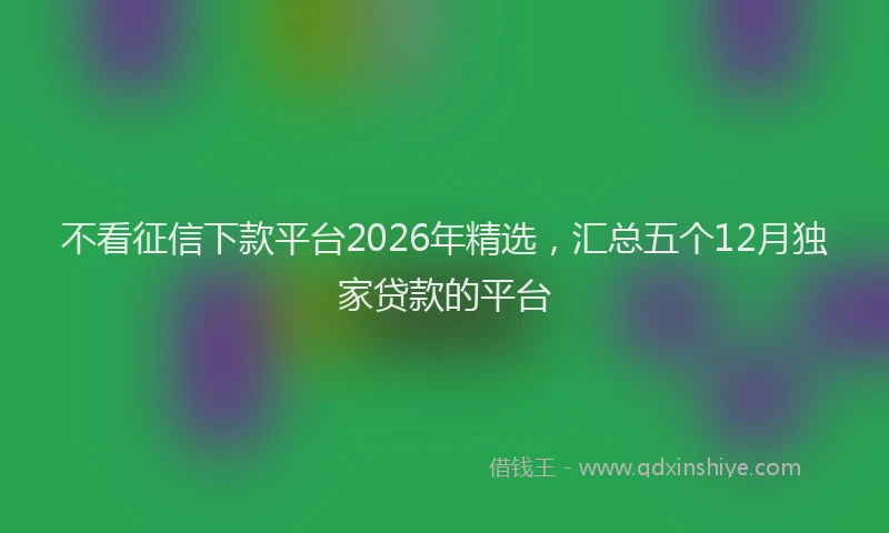 不看征信下款平台2026年精选，汇总五个12月独家贷款的平台