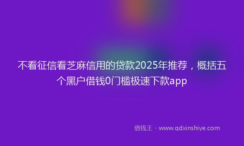 不看征信看芝麻信用的贷款2025年推荐，概括五个黑户借钱0门槛极速下款app