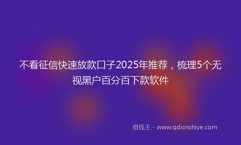 不看征信快速放款口子2025年推荐，梳理5个无视黑户百分百下款软件